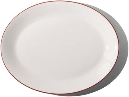 Made In Cookware - Serving Platter - White With Red Rim - Porcelain England