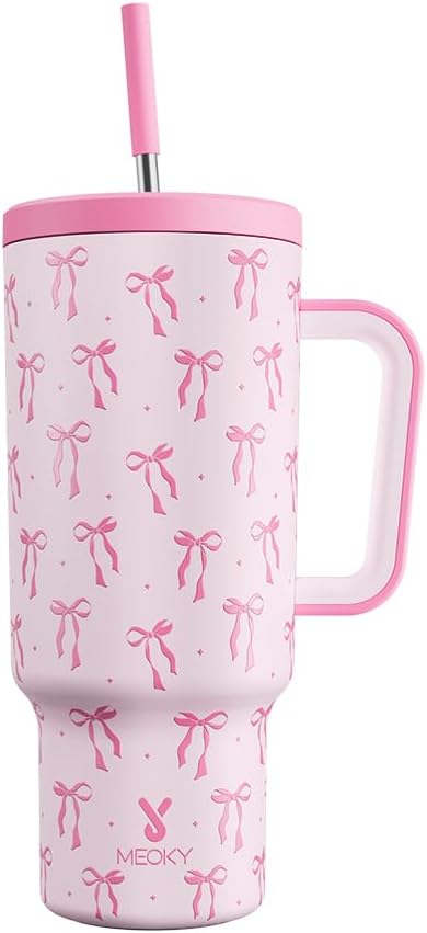 Meoky 40 oz Tumbler with Handle and Straw: Stainless Steel Insulated Tumbler by MEOKY