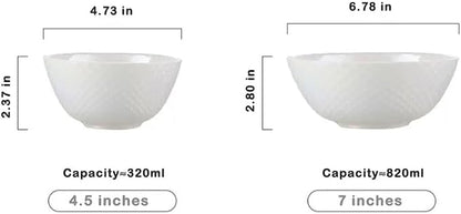 28 OZ Ceramic Soup Bowls for Kitchen White Diamond, Ultra light Set of 4 - Image 2