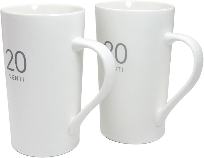 Number Large Coffee Mug Set of 2, Tall White Ceramic Coffee Cup, 20 oz Mug by Momugs
