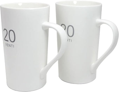 Number Large Coffee Mug Set of 2, Tall White Ceramic Coffee Cup, 20 oz Mug by Momugs