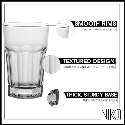 Vikko Drinking Glasses, 9 Ounce Glass Cups, Durable Glasses Drinking Set of 6 - Image 2