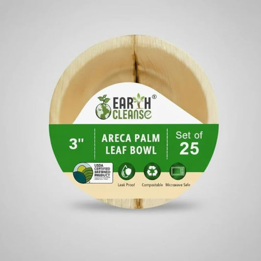 3" Round Palm Leaf Bowl Pack of 25 | 100% Natural, Compostable & Biodegradable Disposable Bowl | Eco-Friendly, Sturdy, Plastic-Free Tableware for Parties, Catering & Takeaway