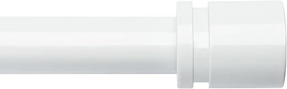 Curtain Rods for Windows 16 to 200 Inches Adjustable Length 1 Inch Diameter Window Curtain Rod with Aluminium End Cap, White