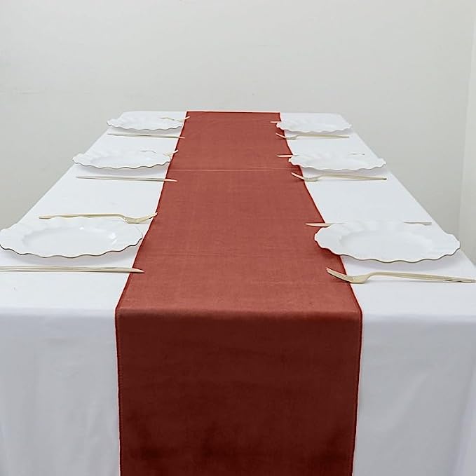 Balsa Circle 10 pcs 12x108-Inch Terracotta Premium Velvet Table Runners Wedding - Image 2