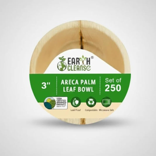 3" Round Palm Leaf Bowl Pack of 250 | 100% Natural, Compostable & Biodegradable Disposable Bowl | Eco-Friendly, Sturdy, Plastic-Free Tableware for Parties, Catering & Takeaway