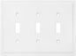 Henne Bery Modern Edge Decorative Wall Plate Switch Plate Outlet Cover, Durable Solid Zinc Alloy (Triple Toggle, White)