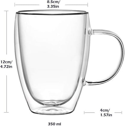 Espresso Cups Set Of 2 12 Oz, Double Walled Glass Coffee Mugs - Image 4