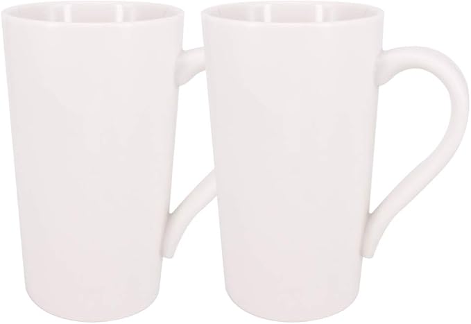 2 Pack 20 OZ Coffee Cup Simple Pure White Ceramic Cup | Plain Large Tall White by Belinlen