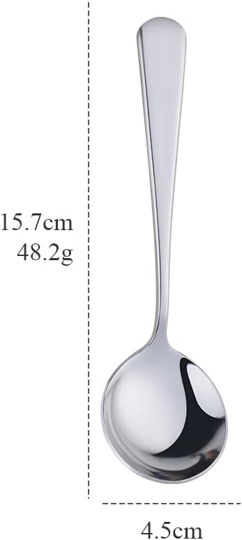 Broth Round Spoon Set, 12 Piece Reusable Stainless Steel Dinner Table Cereal - Image 2