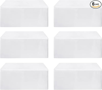 HolidayIdeas Fitted White Table Clothes - 72 x 30 Inch - 6 Pack Rectangle Table Covers for 6 Foot Tables, Polyester Fabric Tablecloths for Parties, Wedding, Trade Show, Craft Show