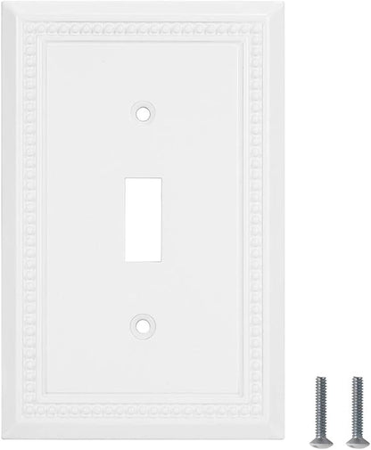Henne Bery Sunken Pearls Decorative Wall Plate Switch Plate Outlet Cover, Durable Solid Zinc Alloy (Single Toggle, 3 Pack, White)