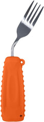 Adaptive Weighted Silverware Utensils Angled Fork for Hand Tremors Parkinsons,Weighted Utensils with Non-Slip Easy Grip Handles for Independent Eating(Left Hand,Orange,Pack of 1)
