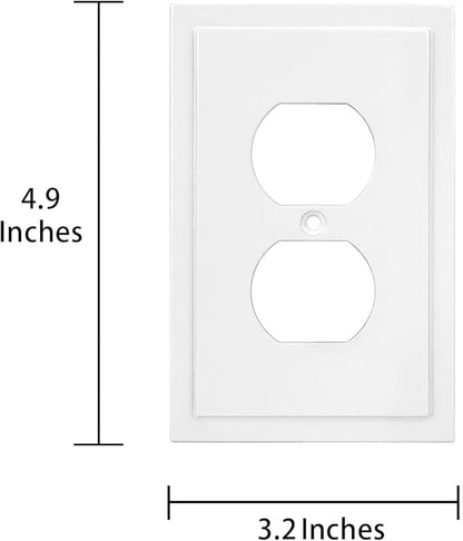 Henne Bery Modern Edge Decorative Wall Plate Switch Plate Outlet Cover, Durable Solid Zinc Alloy (Single Duplex 2PK, Pure White)