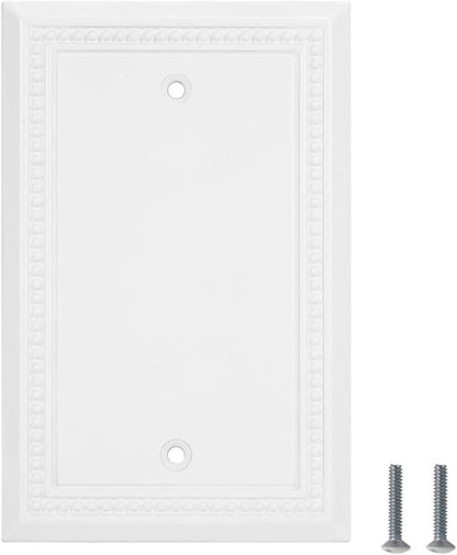Henne Bery Sunken Pearls Heavy Duty Decorative Wall Plate Switch Plate Outlet Cover (Single Blank, 2 Pack, White)