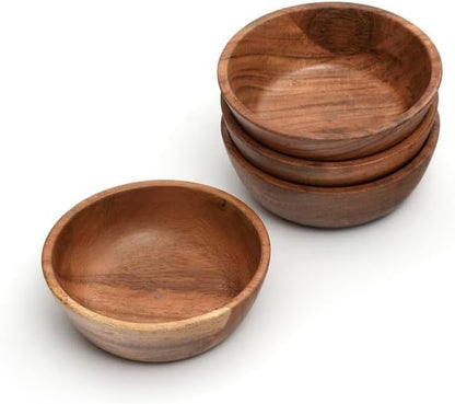 Acacia Wood Bowl Set of 4, 4.75-Inch Medium Serving Bowls, 150 Cubic cm Volume - Image 9