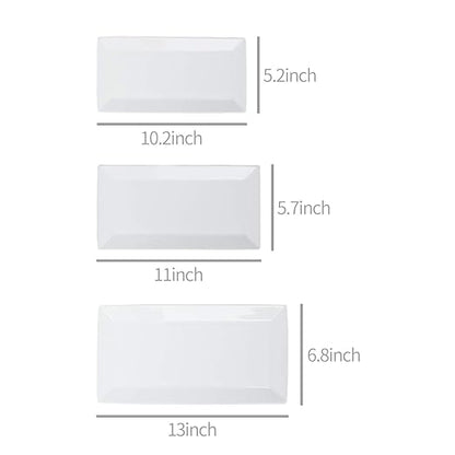 Amazon Basics 3-Piece Porcelain, Party Platter Appetizer, Dinner, Dessert Set, 12.75 inch, 11 inch, 10 inch, White