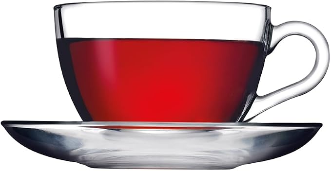 Pasabahce Premium Modern Turkish Tea Glasses & Saucers Set, 12 Piece Coffee - Image 2