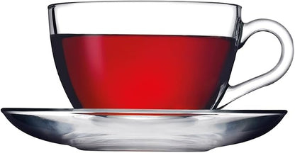 Pasabahce Premium Modern Turkish Tea Glasses & Saucers Set, 12 Piece Coffee - Image 2