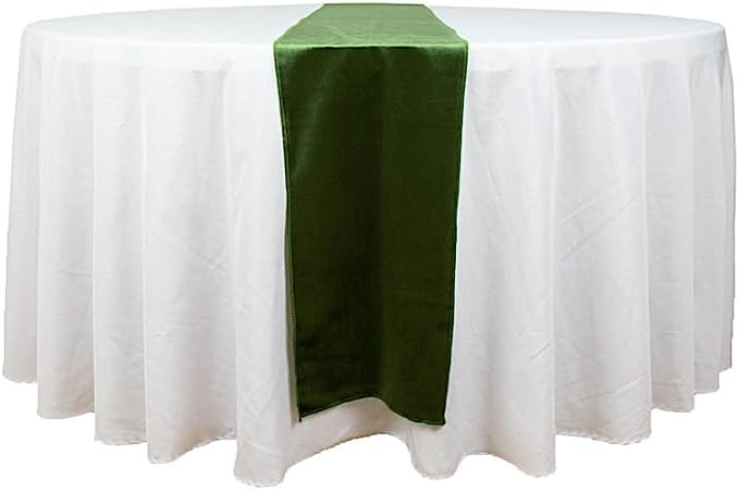 Balsa Circle 10 pcs 12x108-Inch Olive Green Premium Velvet Table Runners by BalsaCircle