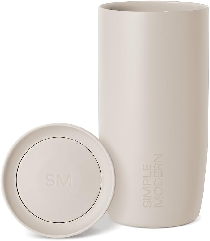 Simple Modern Insulated Travel Coffee Mug 360° Lid | 16oz | Beige | Voyager by Unknown
