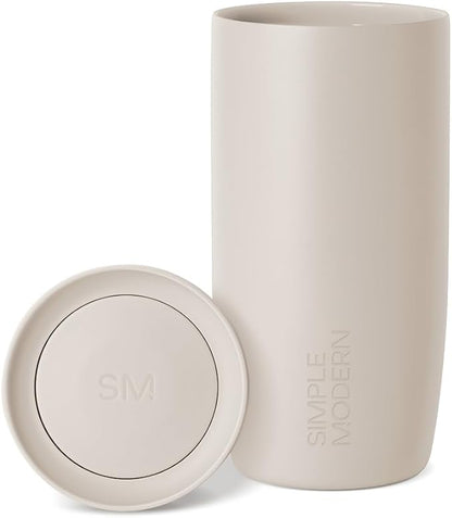 Simple Modern Insulated Travel Coffee Mug 360° Lid | 16oz | Beige | Voyager by Unknown