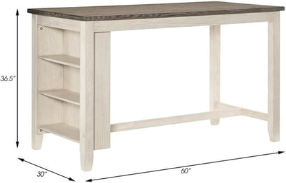 Lexicon Timbre 5-Piece 3-Shelf Wood Counter Height Dining Table Set for 4 in Antique White