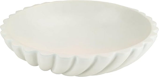 Large Decorative Bowl - Modern Fruit Bowl for Kitchen Counter & Coffee Table, Stylish Key Purse Bowl for Entryway & Console Table Decor,Cream White