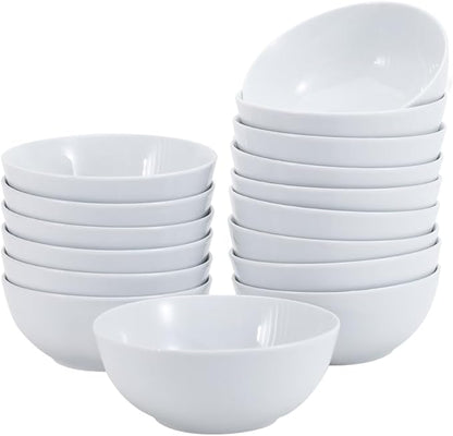 Amazon Basics 16-Pack White Porcelain Coupe Soup Bowl, 5.9" Diameter, by AmazonBasics