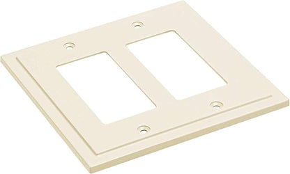 Henne Bery Modern Edge Decorative Wall Plate Switch Plate Outlet Cover, Durable Solid Zinc Alloy (Double Decorator, Light Almond)