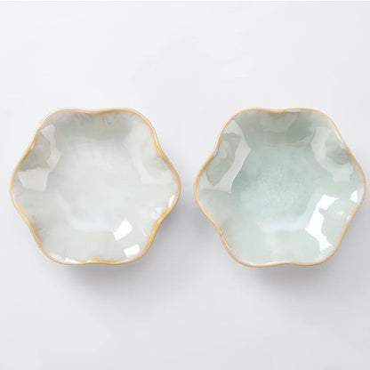 JAMEND CLXP 2PCS Lotus Leaf Shape Ring Holder Dish, Small Key Bowl, Ceramic - Image 5