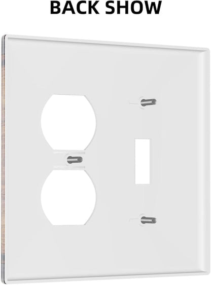 Light Switch Cover Plate Rustic Farmhouse Barn Door Vintage Wood 2 Gang Decorative Switch Plates 1 Toggle Duplex Combo Outlet Covers GFCI Wall Plates for Bathroom Cabin Decor