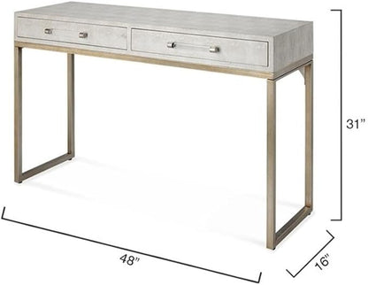 Eden Home 2-Drawer Transitional Faux Leather Console Table in Cream