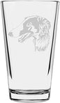 Borzoi Custom Personalized Dog Themed Etched All Purpose 16oz Pint Glass