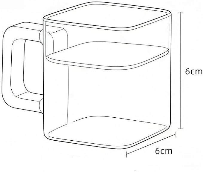 Square Glass Cups with Wooden Handle, Transparent Tea Glasses - Image 2