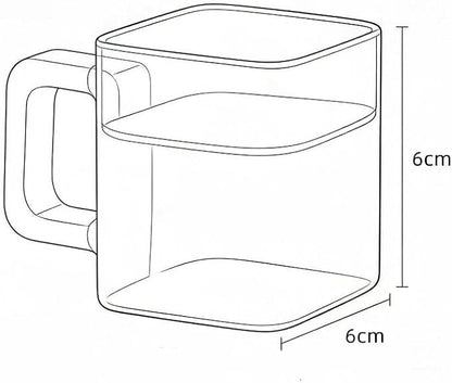 Square Glass Cups with Wooden Handle, Transparent Tea Glasses - Image 2