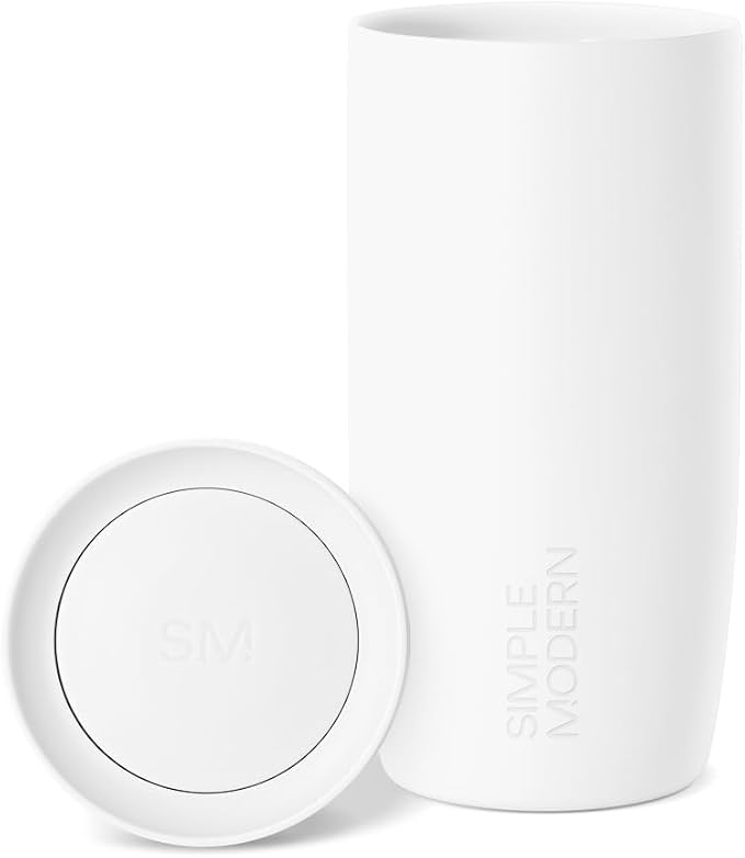 Simple Modern Insulated Travel Coffee Mug 360° Lid | 16oz | White | Voyager by Unknown
