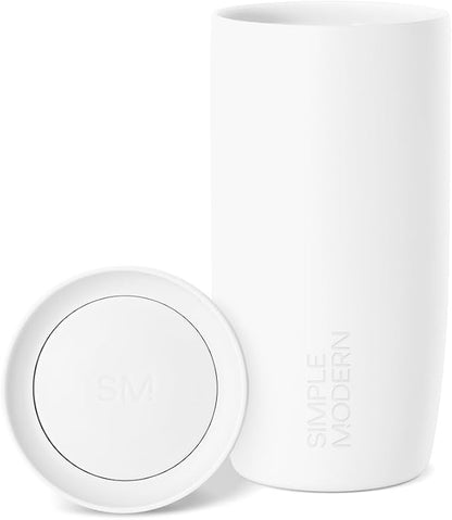 Simple Modern Insulated Travel Coffee Mug 360° Lid | 16oz | White | Voyager by Unknown
