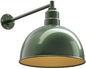 Steel Lighting Co. Hollywood Bowl Light | Outdoor Wall Mounted | 15 inch Bowl Dome | 20" Straight Arm | Barn Light Made in America | Hunter Green Exterior/Brass Interior
