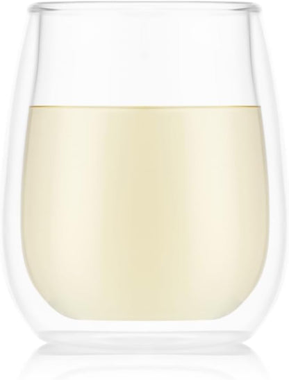 Bodum Skal Chardonnay Glass, Double Wall, High-Heat Borosilicate Glass, Set of 2