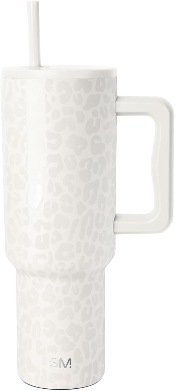 Simple Modern Tumbler with Handle and Straw | 40oz | Leopard | Trek Tumbler by Unknown
