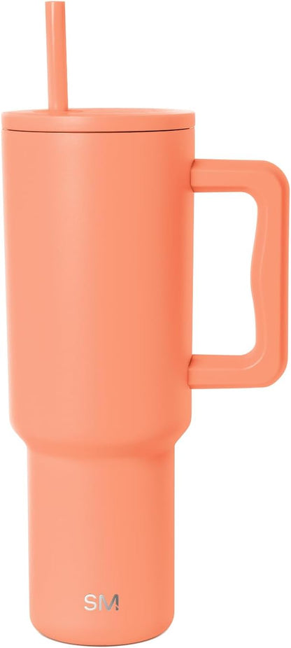 Simple Modern Tumbler with Handle and Straw | 40oz | Orange | Trek Tumbler by Unknown