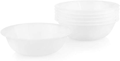 Corelle Vitrelle 6-Piece Soup/Cereal Bowl Set Triple Layer Glass and Chip Resistant, 18-Oz Lightweight Round Bowls, Winter Frost White