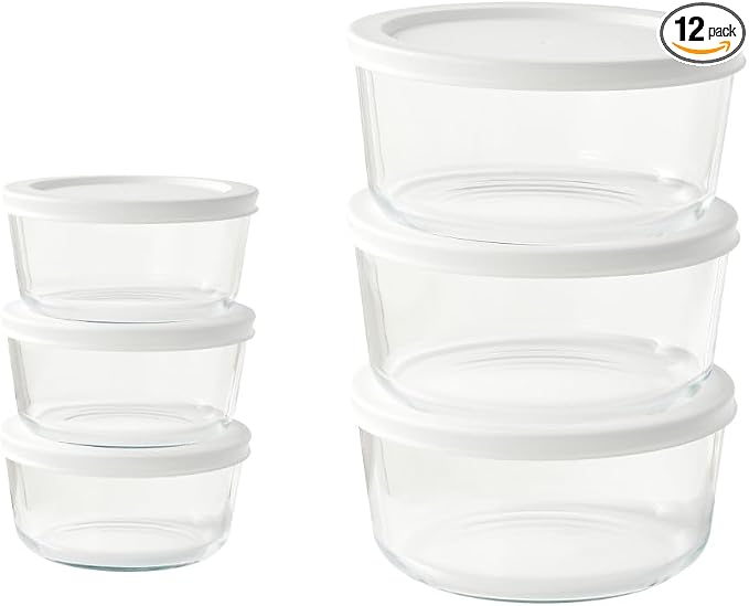 12-Piece Glass Food Storage Containers Set | 2-Cup & 4-Cup, Leakproof | by DuraLiving