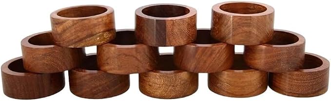 Ramkudi Stylish Brown Napkin Rings Set of 12 | Wooden Napkin Holder by Ramkudi