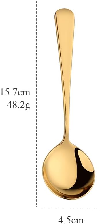 Broth Round Spoon Set, 12-Piece Reusable Stainless Steel Dinner Table Cereal - Image 2