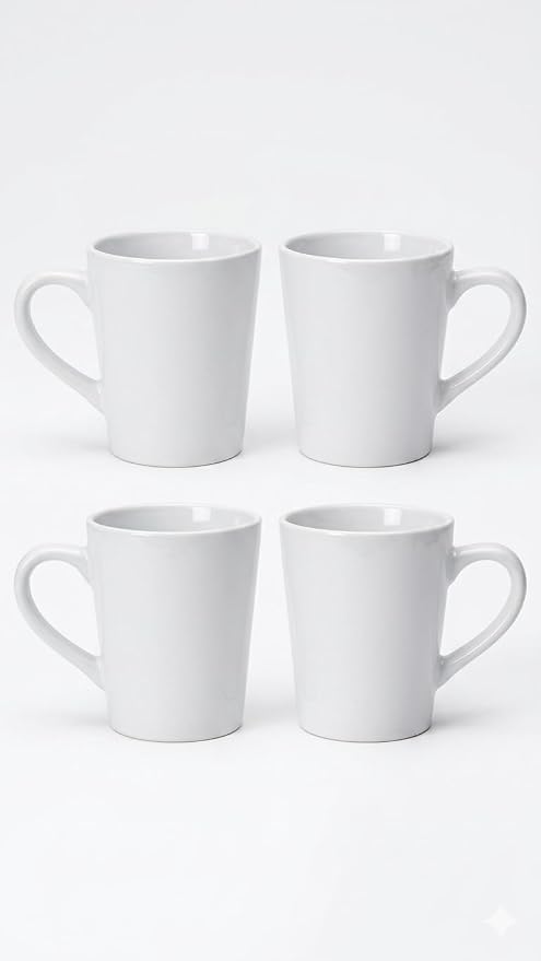 Minimalist White Ceramic Coffee Mug Set by Unknown