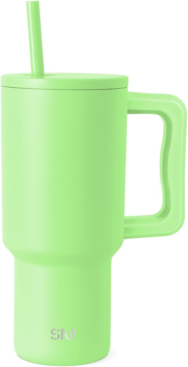 Simple Modern Tumbler with Handle and Straw | 30oz | Green | Trek Tumbler by Unknown