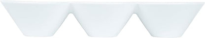 Restaurantware-13.4 x 4.9 x 2.3 Inch Triple Dip Bowls, 1 Microwavable Condiment Server - 3 Compartments, Microwavable, White Porcelain Dip Tray, Dishwashable, For Snacks, Condiments, Or Toppings