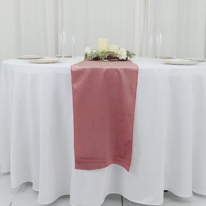 Balsa Circle 10 pcs 12x108-Inch Dusty Rose Premium Velvet Table Runners Wedding - Image 6